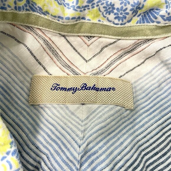 Tommy Bahama 100% Linen Stripe Long Sleeve Button Front Shirt size Large - Picture 4 of 5